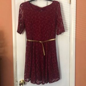 Burgundy Lace Cocktail Dress